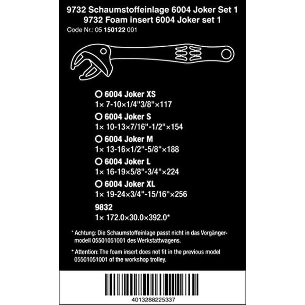 Wera 05150122001: Wera 6004 Joker Set 1-5 Pieces Chrome – Side View