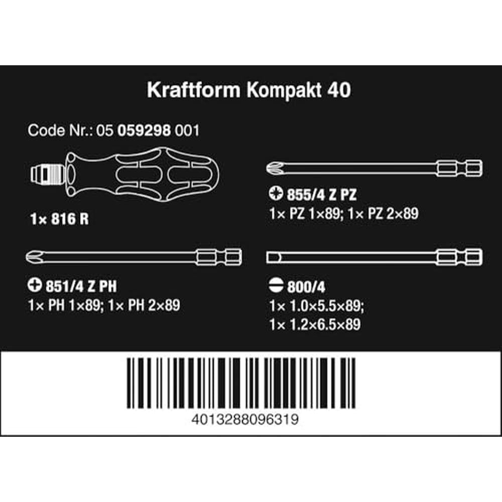 Wera 5059298001: Kraftform Bitholding Screwdriver and 3 1/2 – Side View