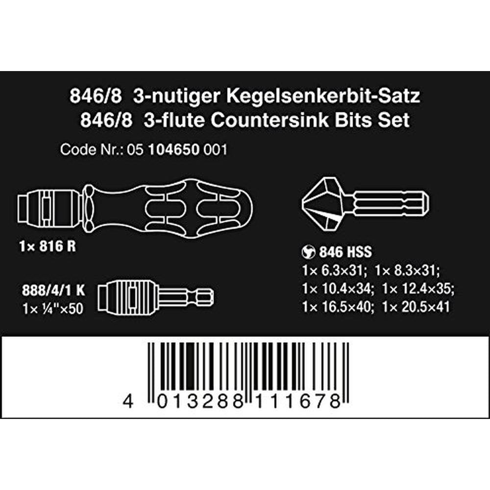 Bit Wera: Wera 5104650001 846 8 Kraftform Countersink Bit – Side View