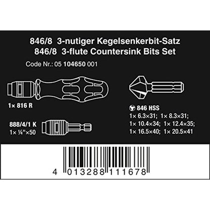Bit Wera: Wera 5104650001 846 8 Kraftform Countersink Bit – Side View