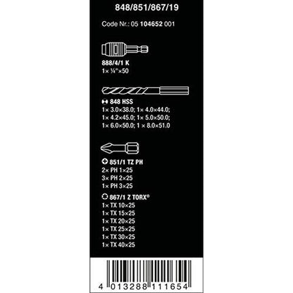 Bit Wera: Wera 848/851/867 19-Rapidaptor Twist Drill Bit – Side View