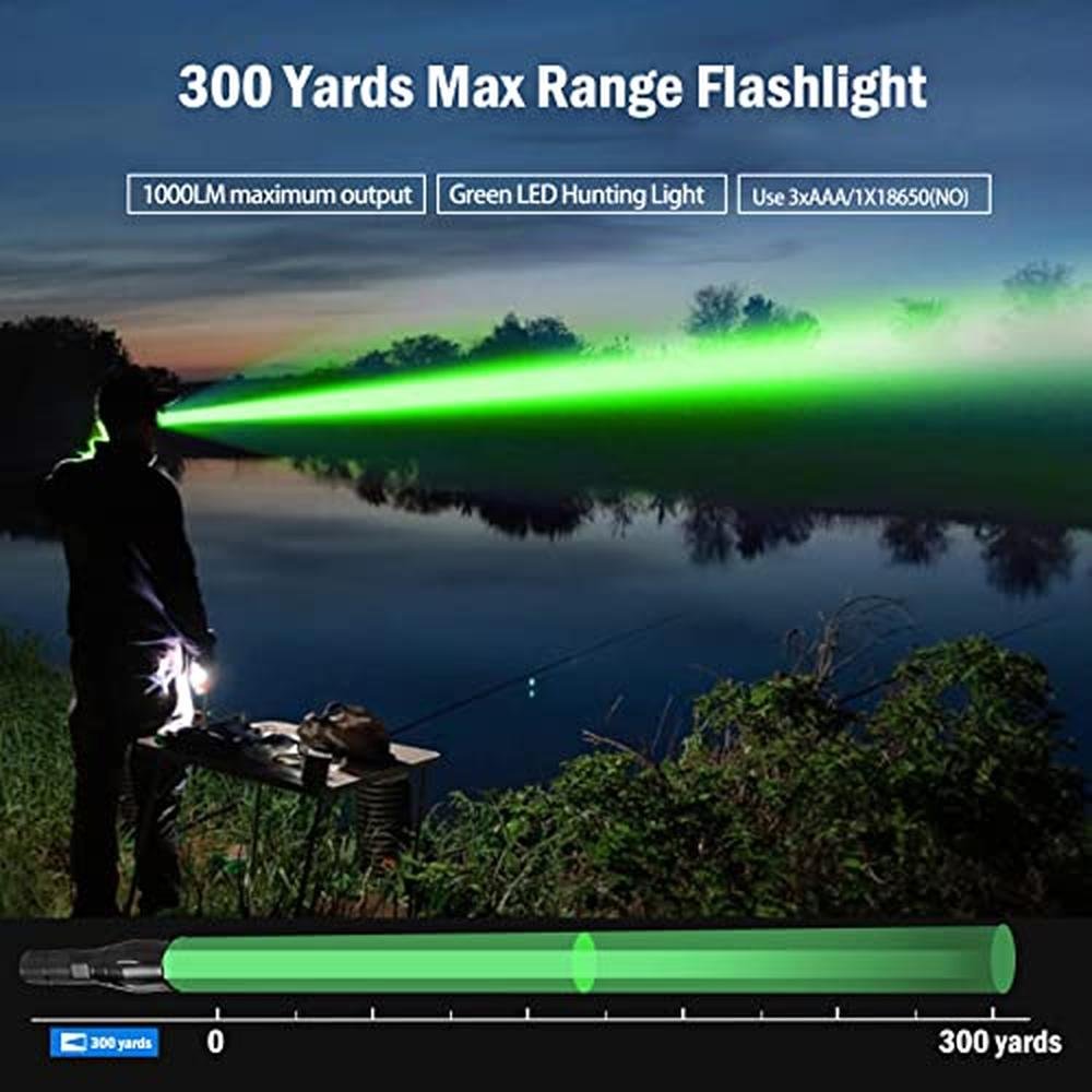 Light Hunting: WINDFIRE Green Light LED Flashlight 1000 – Side View