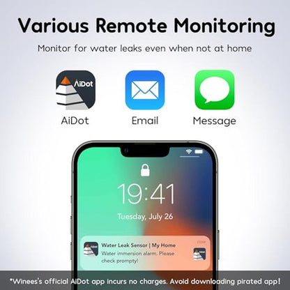 Winees WiFi Water Leak Detector for Home – Side View