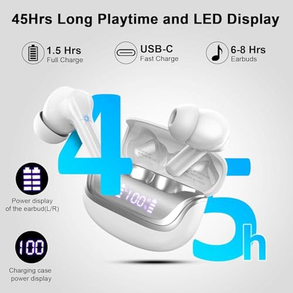 Earbuds Bluetooth: Wireless Earbuds Bluetooth 5.4 – Side View