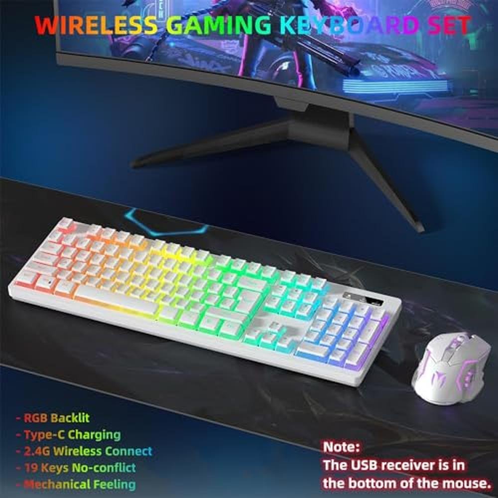 Gaming Keyboard: Wireless Gaming Keyboard and Mouse Combo – Side View