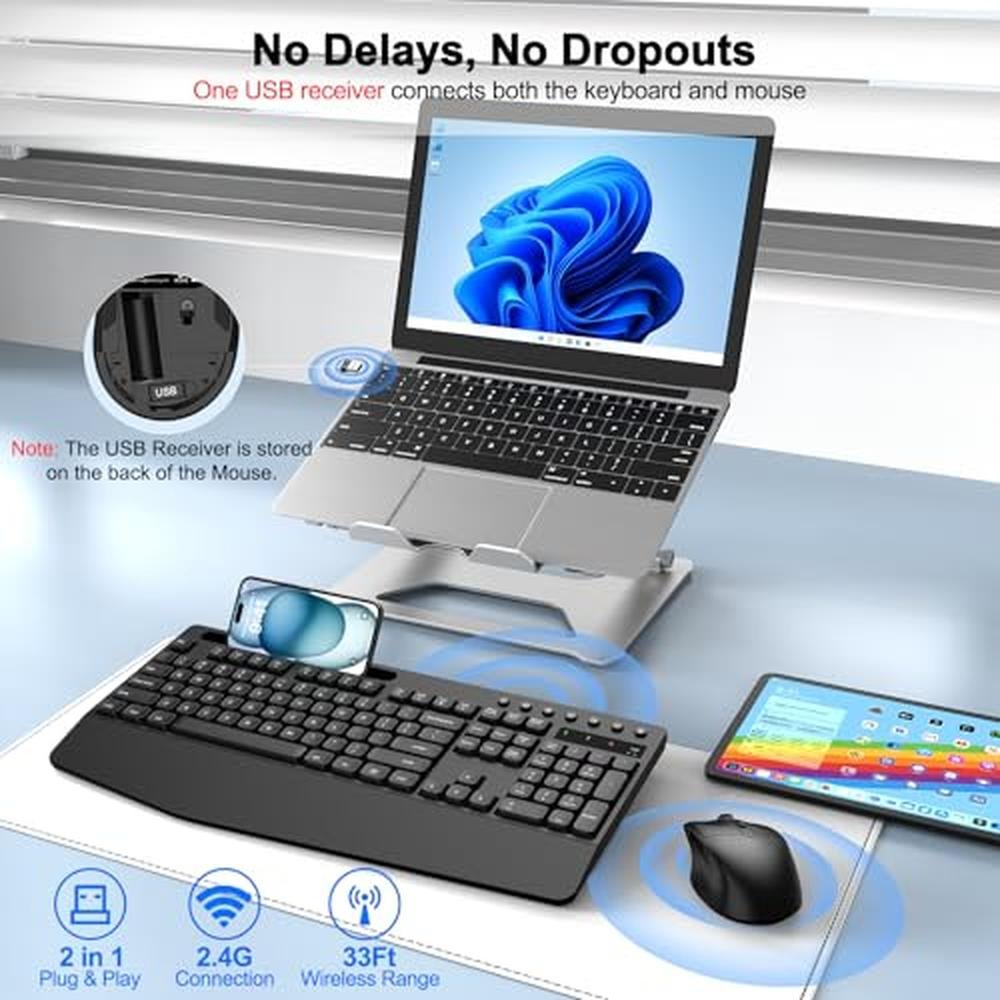 Wireless Keyboard Mouse Combo – Side View