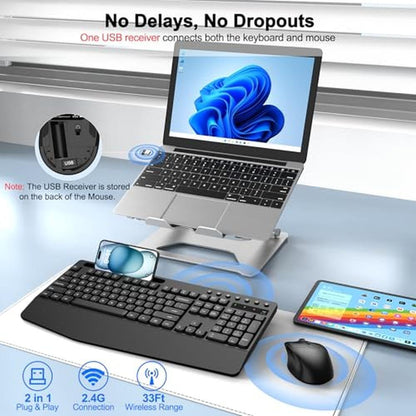 Wireless Keyboard Mouse Combo – Side View