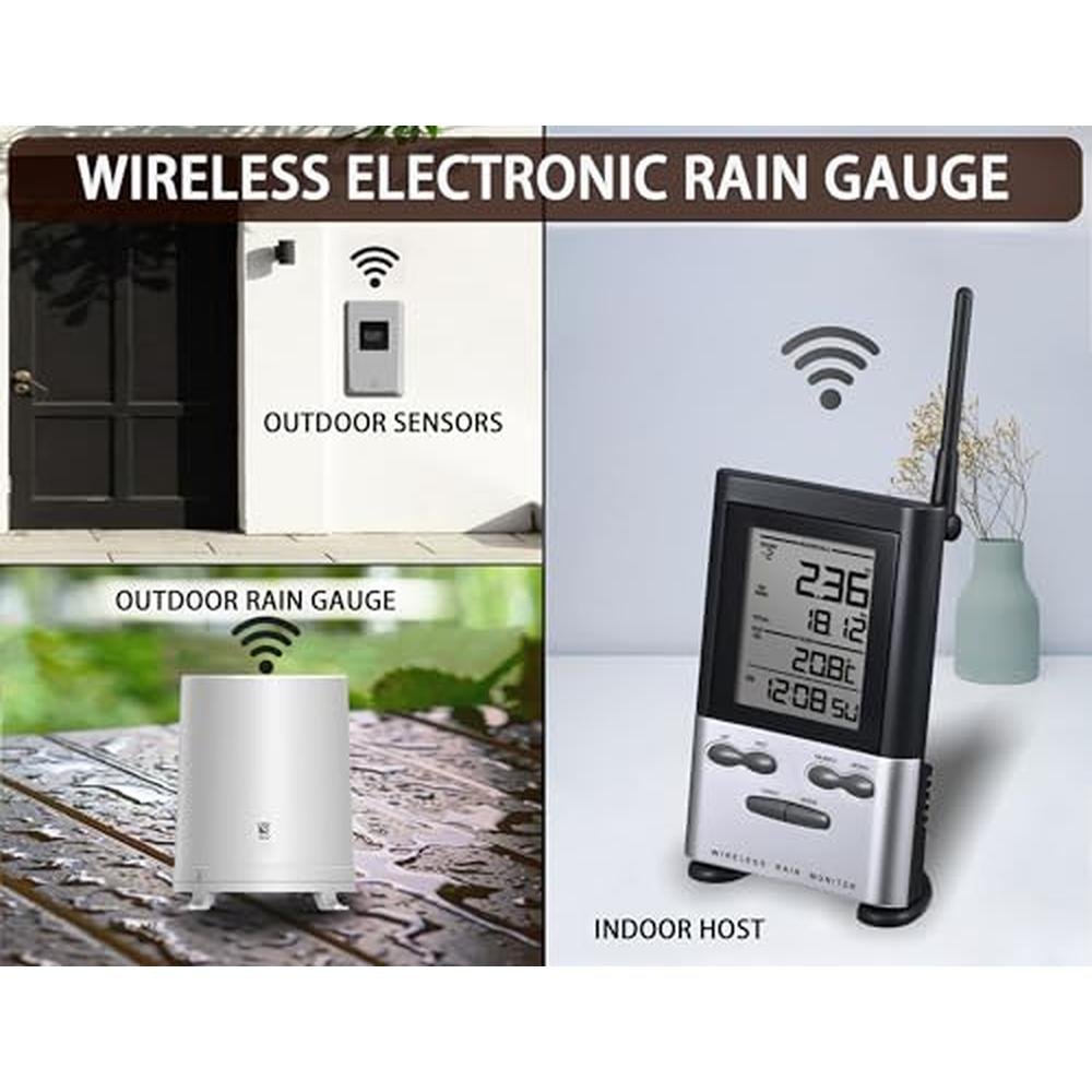 Rain Gauge: Wireless Outdoor Thermometer Digital Rain Gauges – Close-up Detail