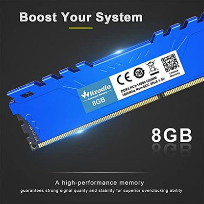 Wlizedle DDR3 RAM 32GB Kit (4x8GB) 1866MHz CL13 UDIMM – Close-up Detail