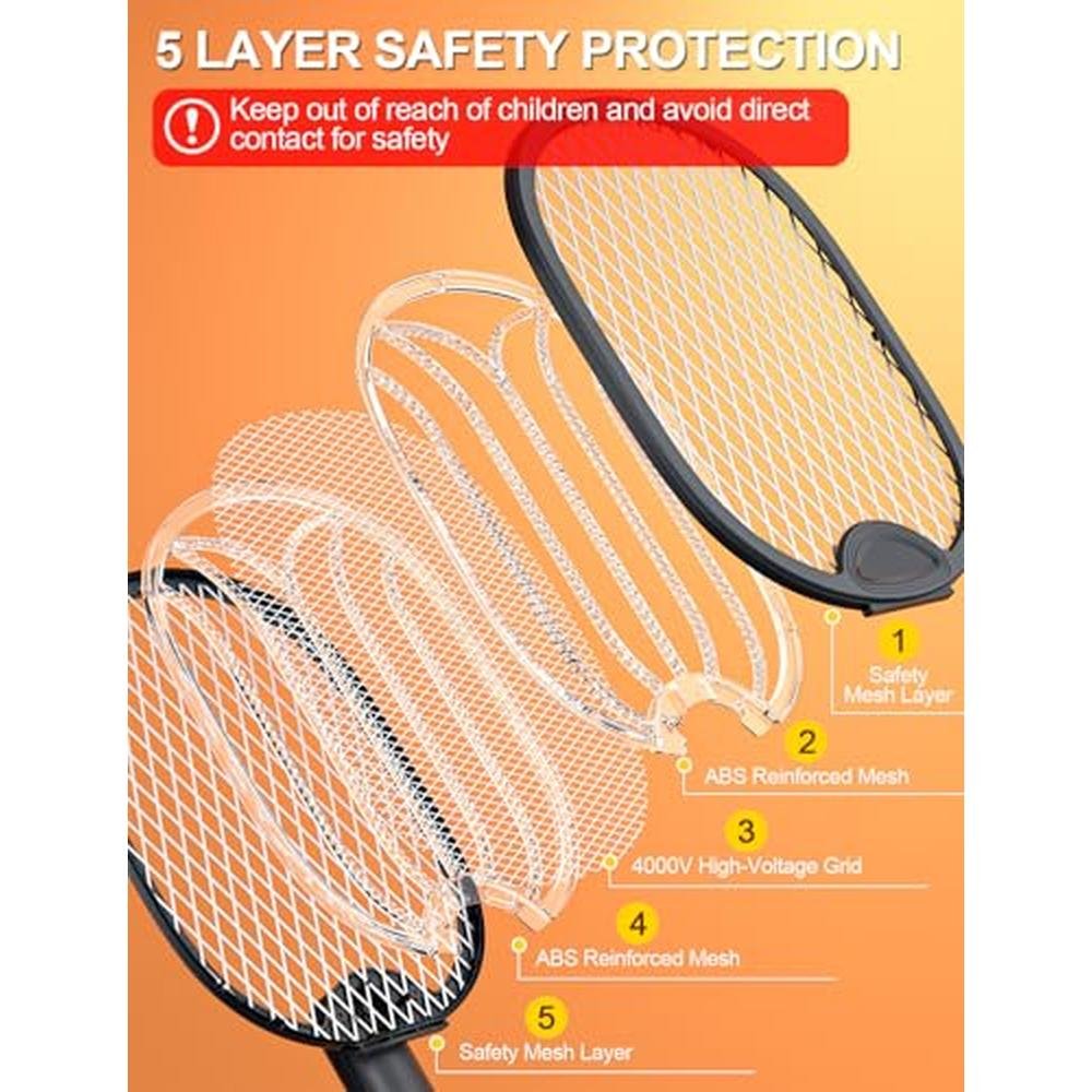 WOCVRYY Electric Fly Swatter: Foldable Bug Zapper Racket – In Use