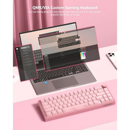 Keyboard Jelly: Womier 60% QMK/VIA Pink Gaming Mechanical – Side View
