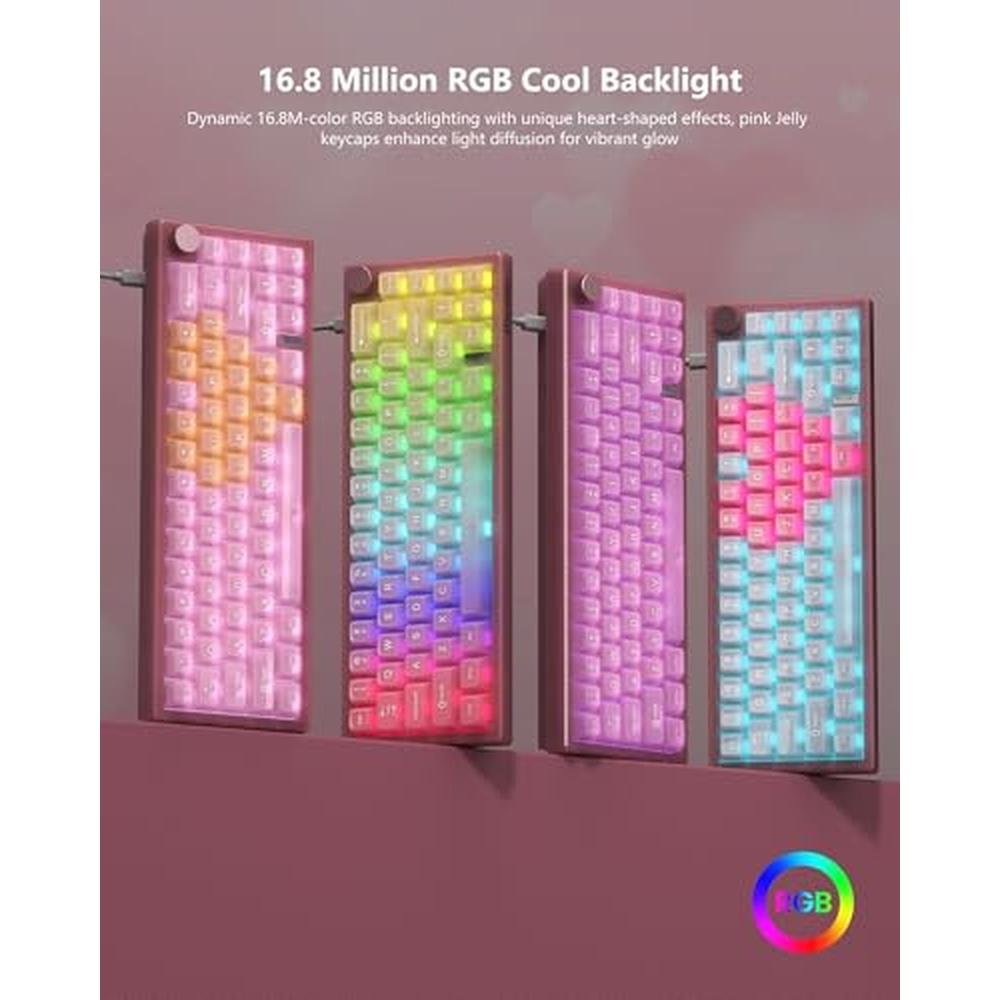 Keyboard Jelly: Womier 60% QMK/VIA Pink Gaming Mechanical – Close-up Detail