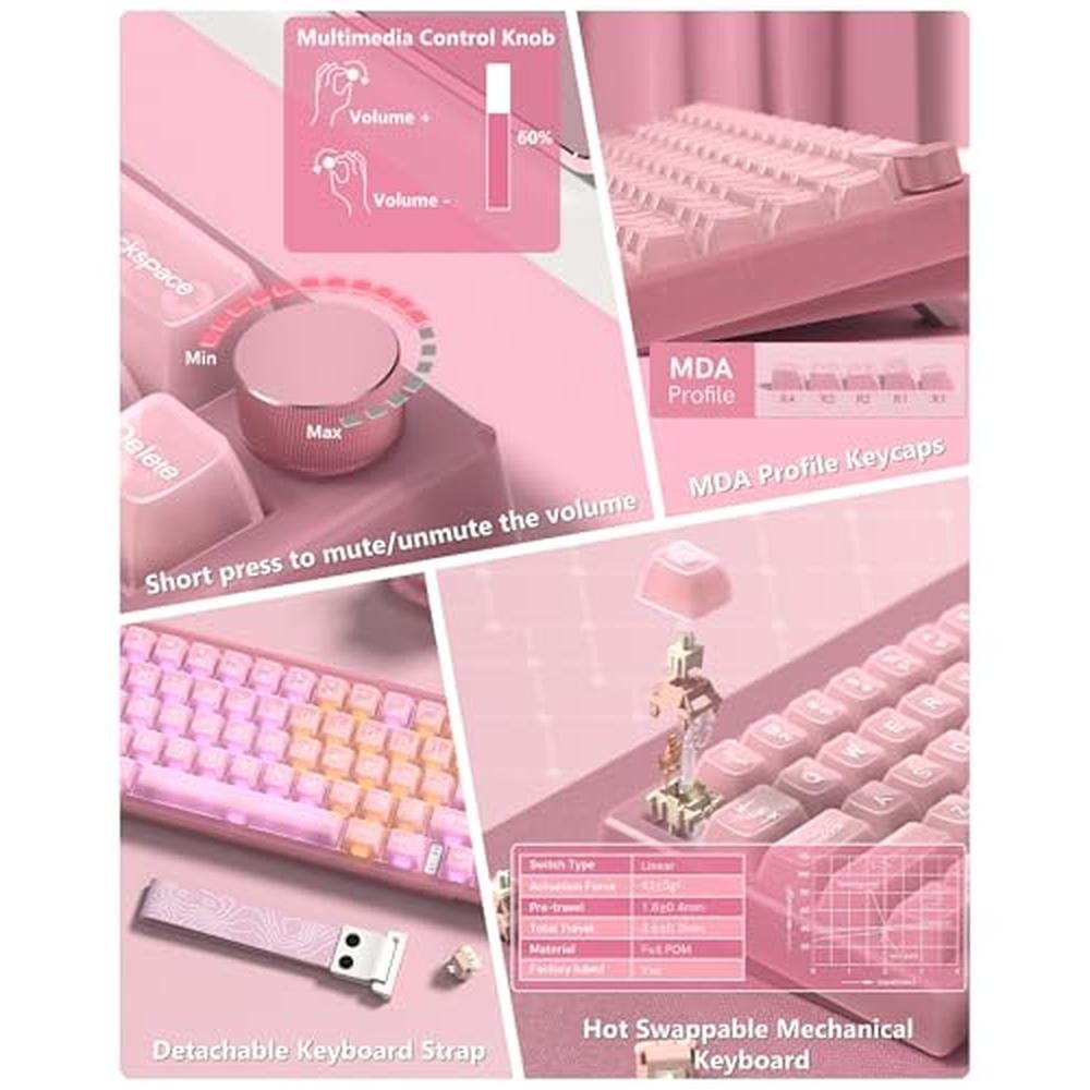 Keyboard Jelly: Womier 60% QMK/VIA Pink Gaming Mechanical – In Use