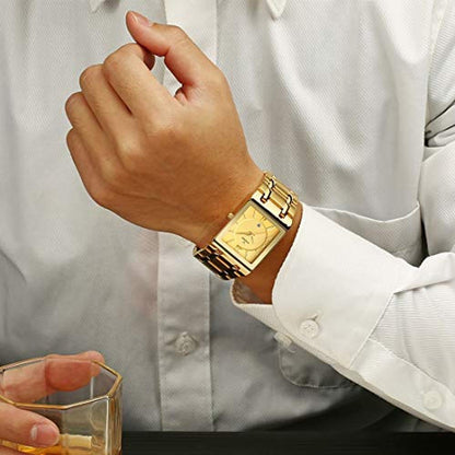 Square WWOOR Watch: Stainless Steel Mens Square Watch with – In Use