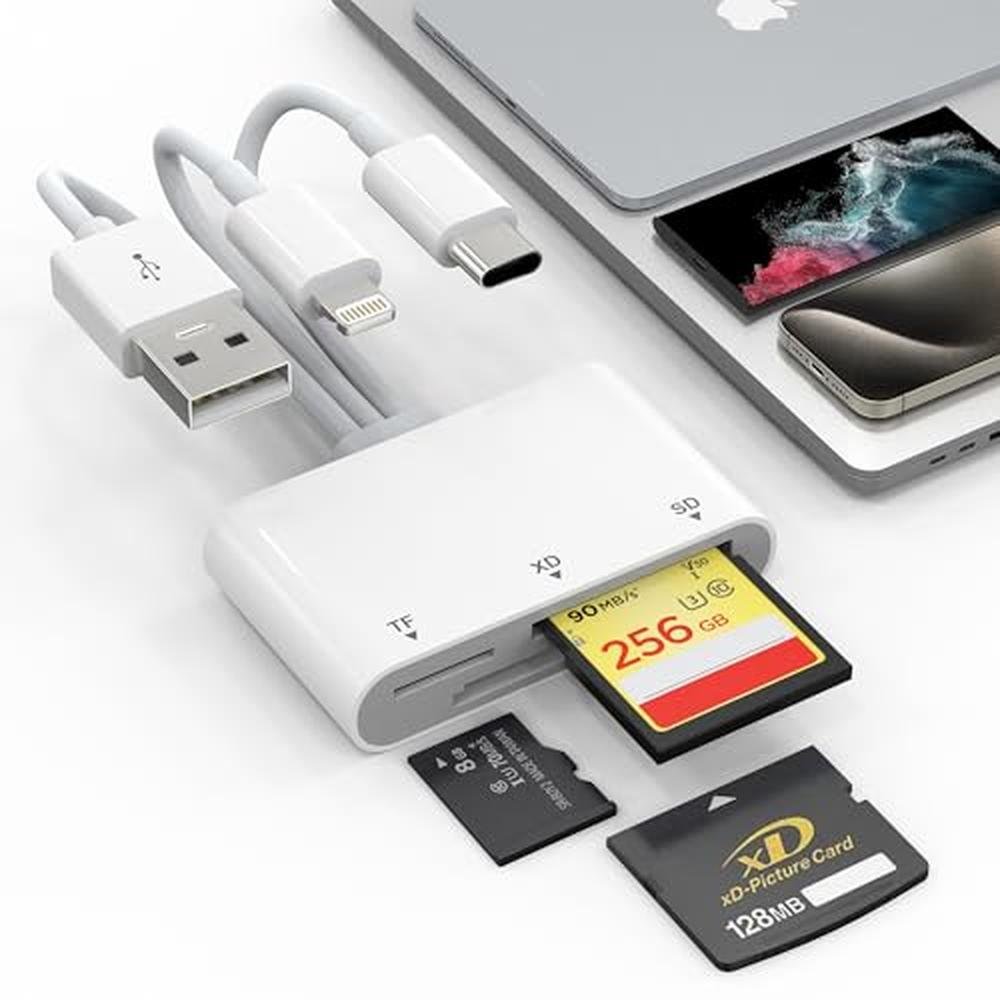 XD Card Reader for iPhone: 3-in-1 SD TF XD Picture Reader – Front View