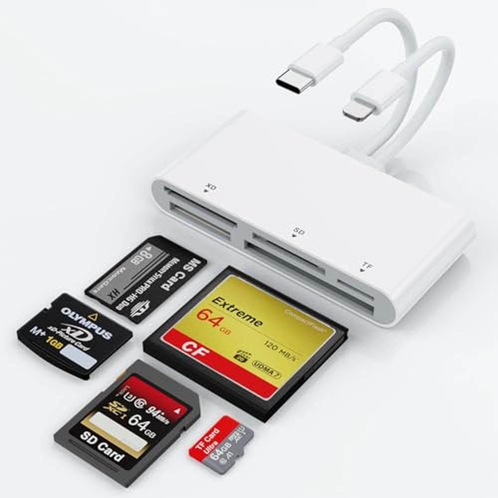 XD Card Reader: 5-in-2 SD/CF/XD/TF/MS Card Reader for iPhone – Front View