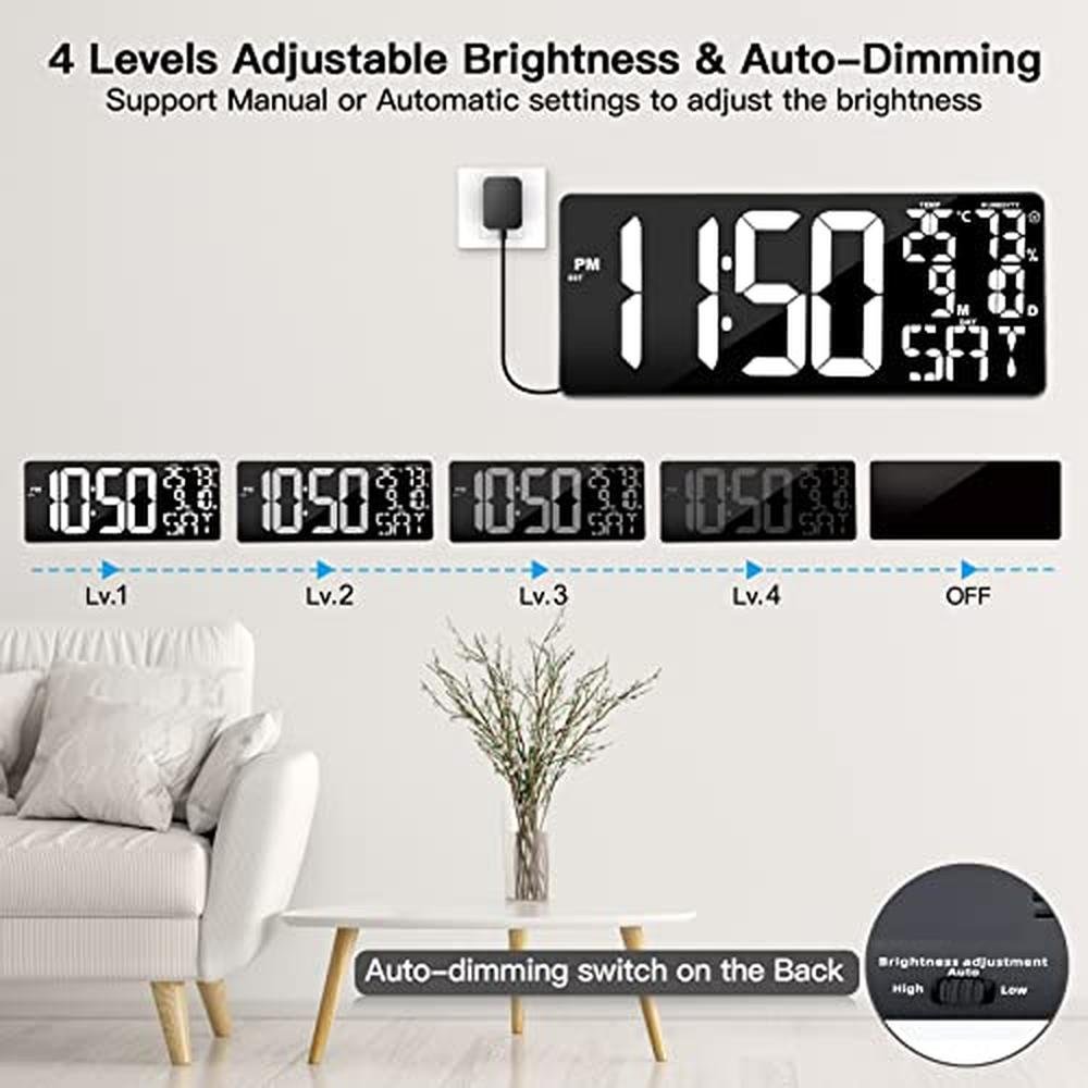 Xflyee Oversized Digital Wall Clock – Close-up Detail