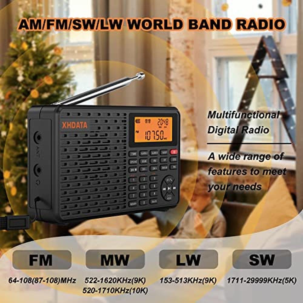 XHDATA D109 Portable Shortwave Radio – Side View