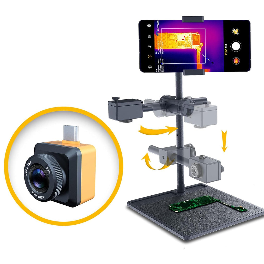 Xinfrared T2S Plus Thermal Camera for Android with 6D PCB Test Master, 8mm Adjustable Focus, 256 x 192 IR Resolution Thermal Imager for Cell Phone, Works for Smartphones and Tablets