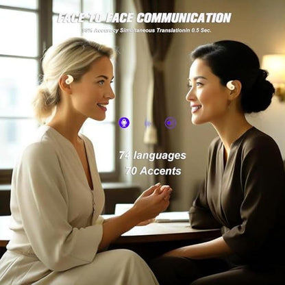 Translation Earbuds: Xmenha Real-Time 144 Languages AI – Close-up Detail