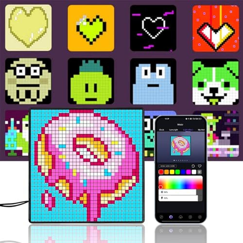 LED Pixel: XNREOZLM Smart Digital Lamp Set 32x32 Pixel Panel – Front View