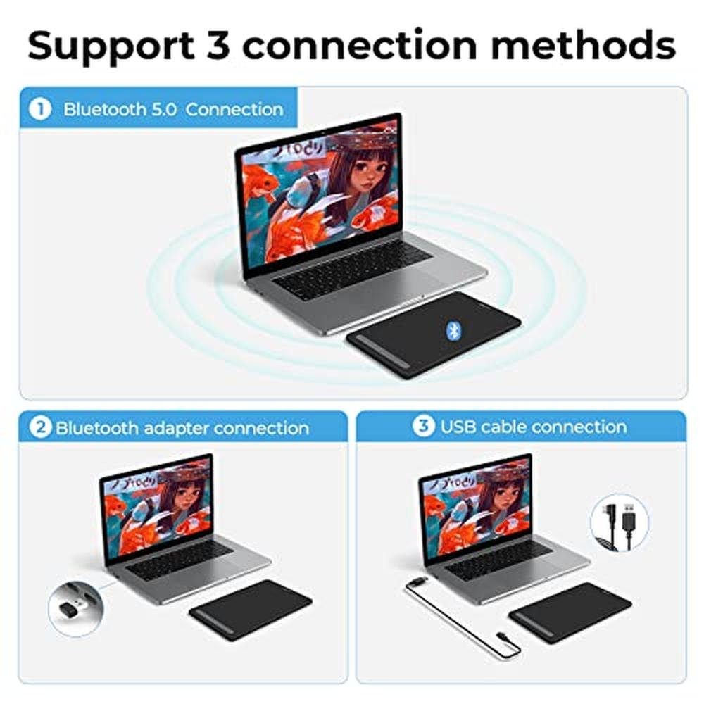 Tablet XPPen: XPPen Deco MW Bluetooth Wireless Computer – Side View