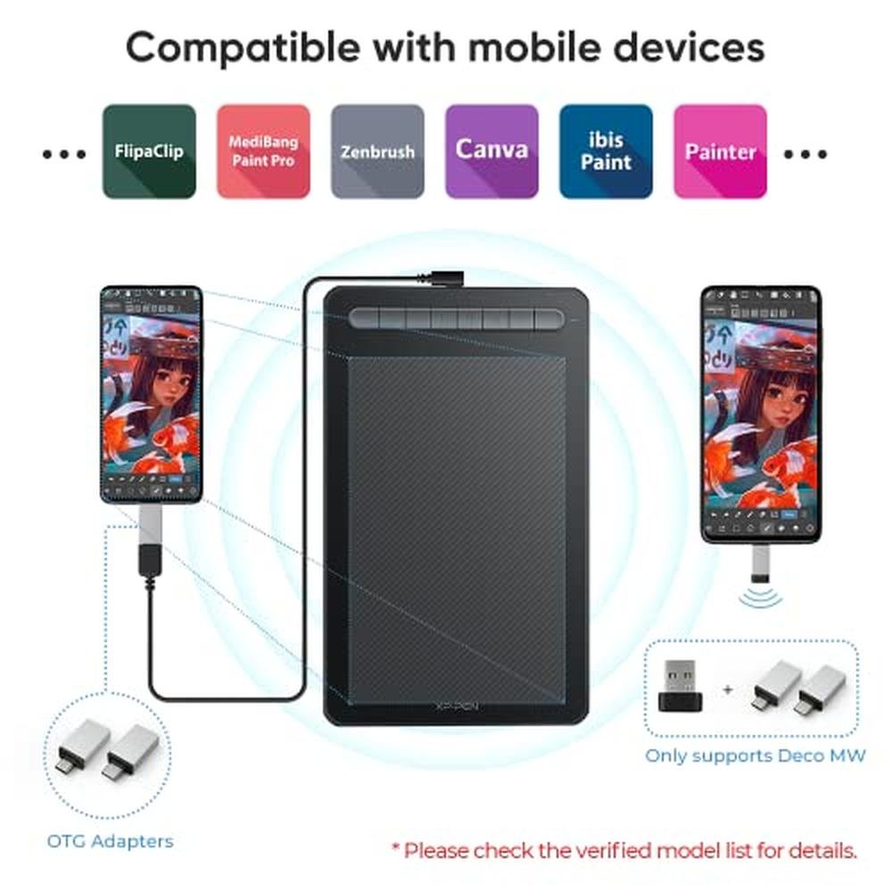 Tablet XPPen: XPPen Deco MW Bluetooth Wireless Computer – Close-up Detail
