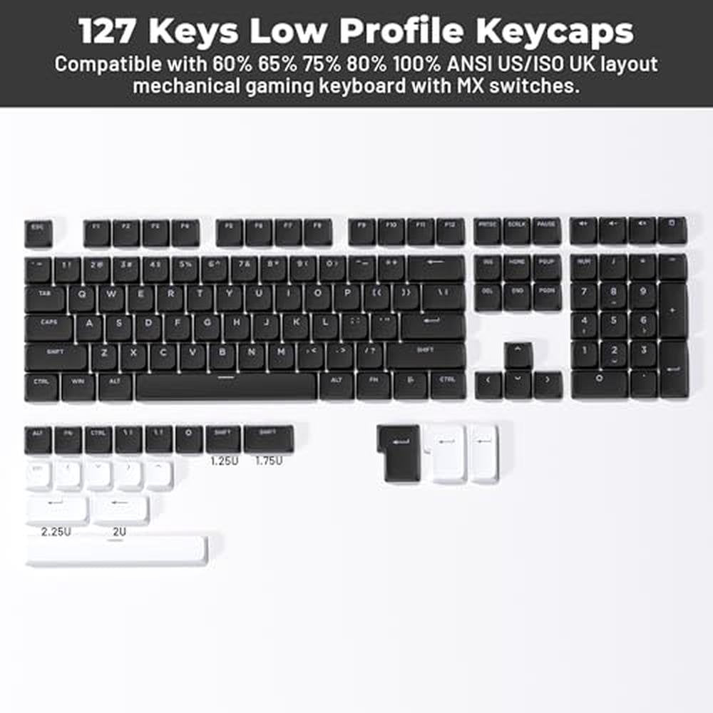 Keycaps Keyboard: XVX Low Profile Black Keycaps – Side View