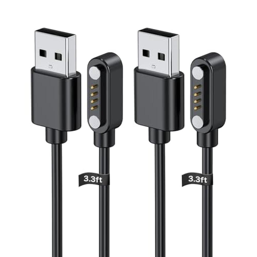 PLAUD Note Charger Cable: YANMONGI 2-Pack Magnetic USB – Front View