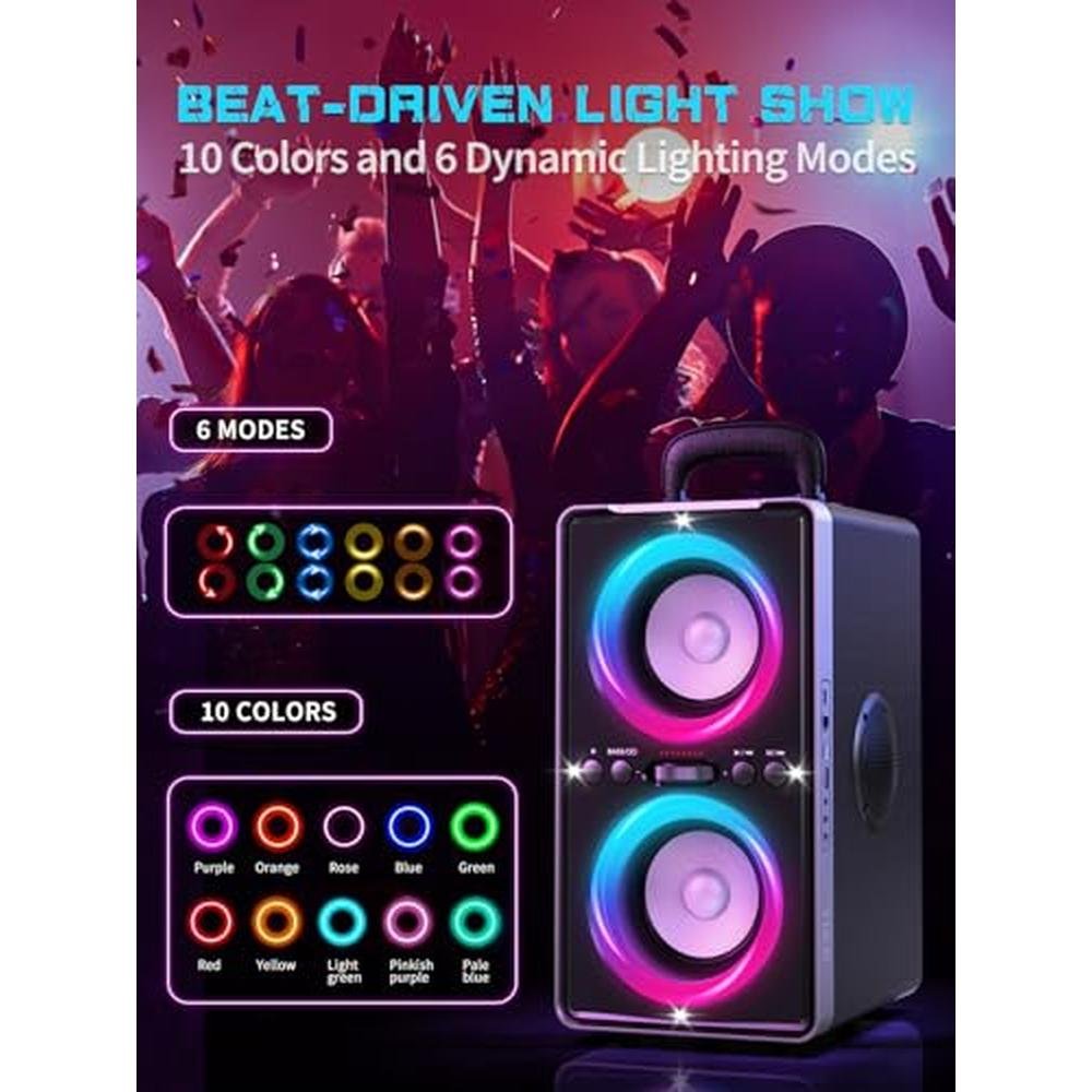 YIER Bluetooth Speaker: 200W Peak Loud Stereo with Big Bass – Close-up Detail