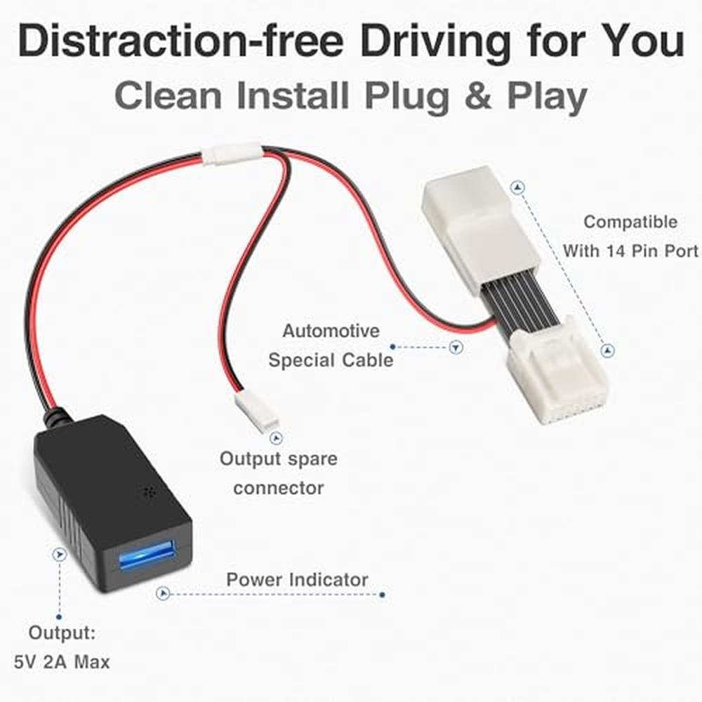 Adapter Mirror: YQMAJIM DashCam Power Adapter 14P TypeB – In Use