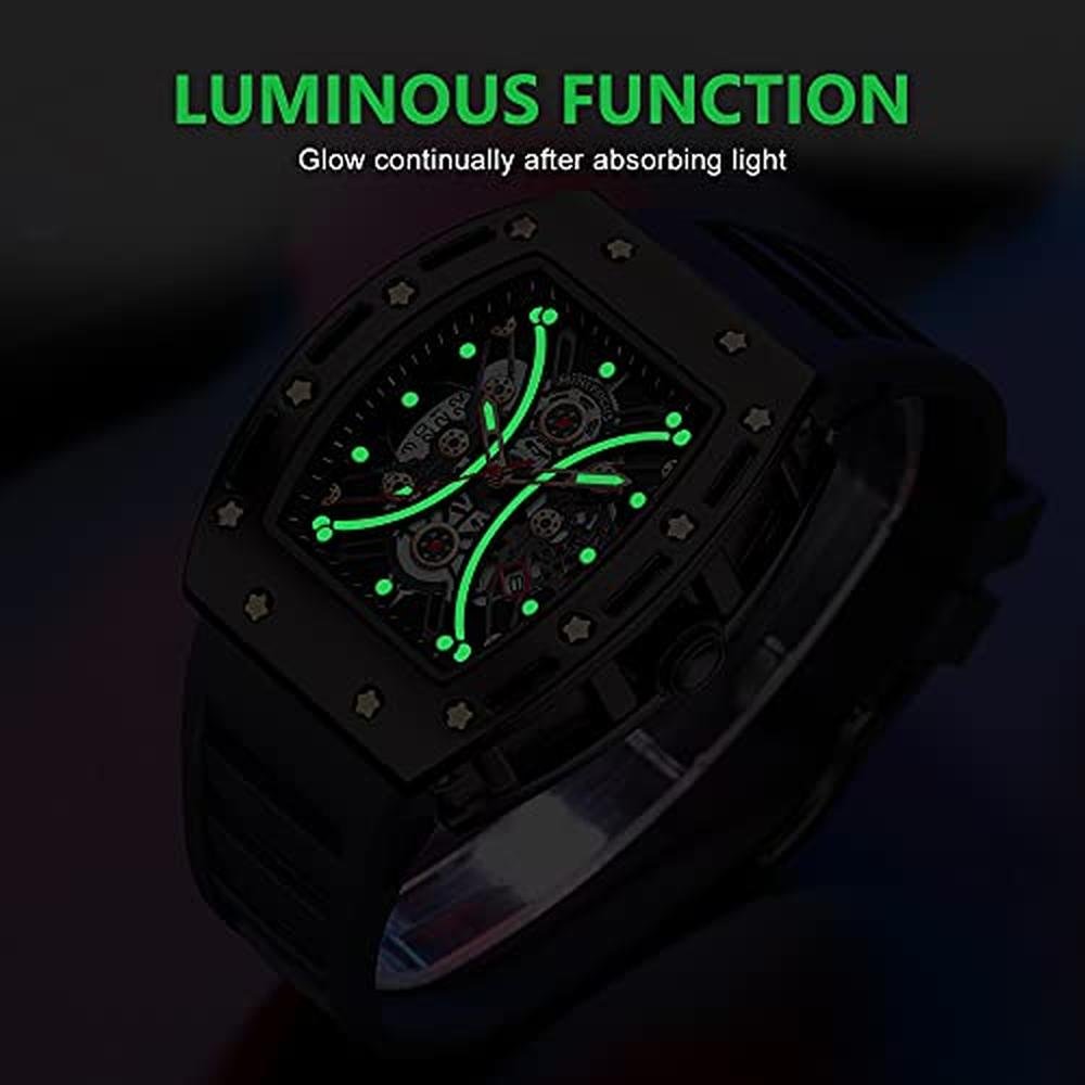 Watches Black: YUNSML Unique Tonneau Casual Wristwatch – In Use