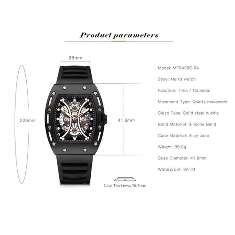 Watches Black: YUNSML Unique Tonneau Casual Wristwatch – Packaging
