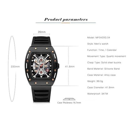 Watches Black: YUNSML Unique Tonneau Casual Wristwatch – Packaging