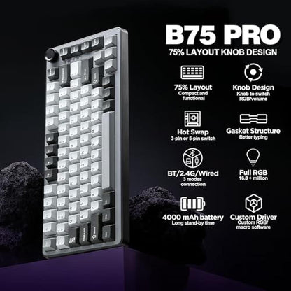 Yunzii B75 Pro Wireless Mechanical Keyboard – Side View
