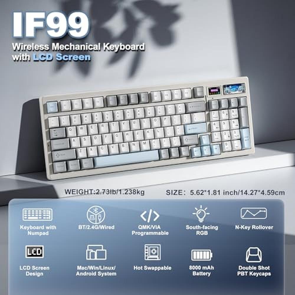 YUNZII IF99 Wireless Mechanical Gaming Keyboard – Side View