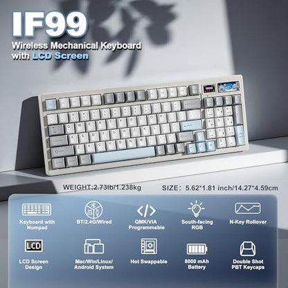YUNZII IF99 Wireless Mechanical Gaming Keyboard – Side View