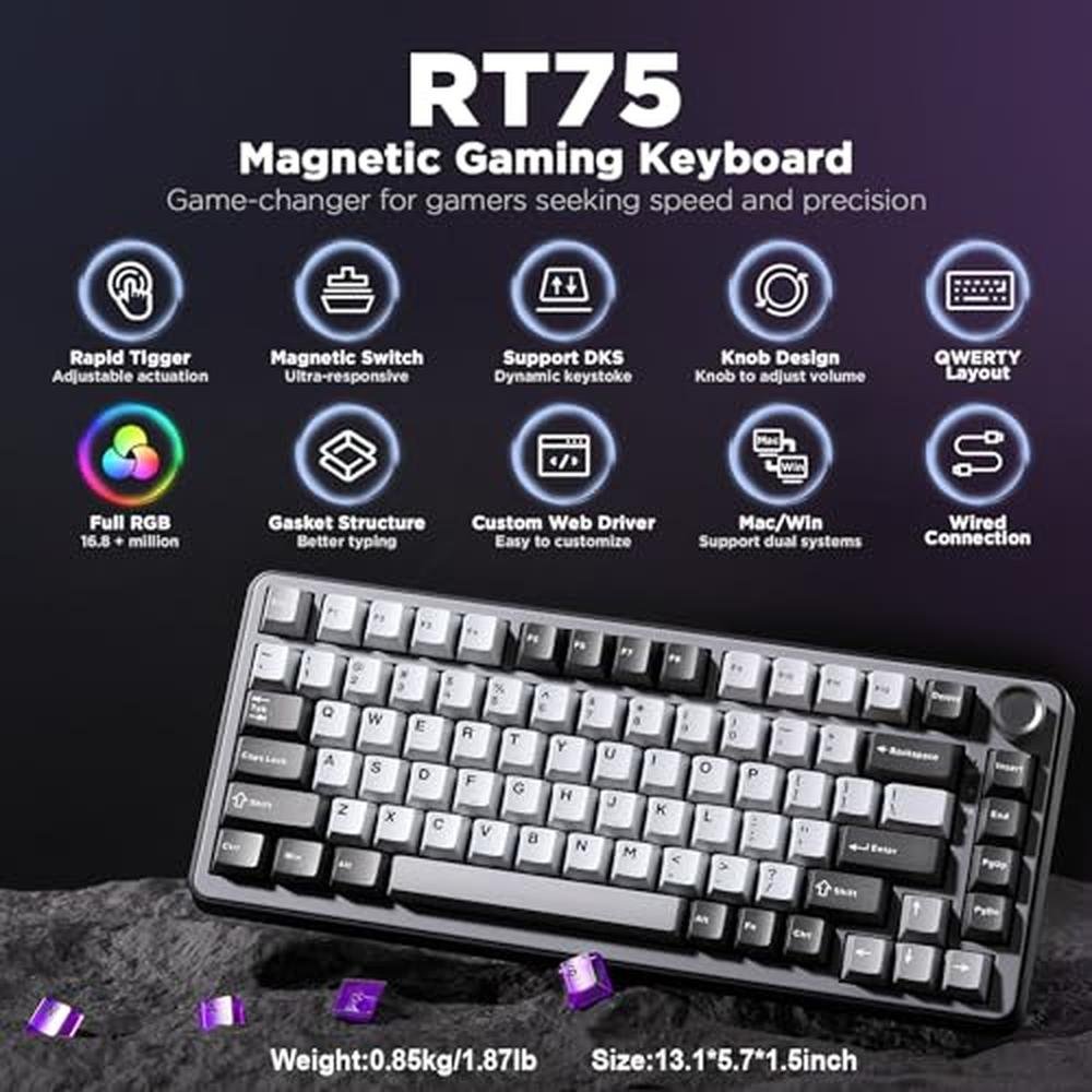 Switch Yunzii: YUNZII RT75 Rapid Trigger Wired Gaming – Side View