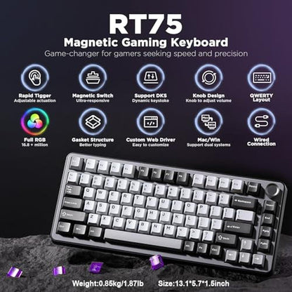 Switch Yunzii: YUNZII RT75 Rapid Trigger Wired Gaming – Side View