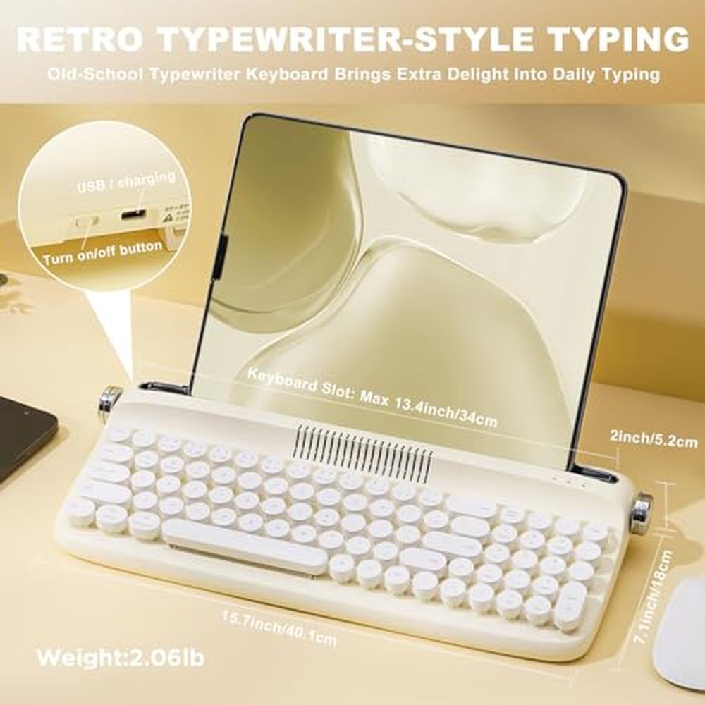 Yunzii Upgraded Wireless Typewriter Keyboard – Side View