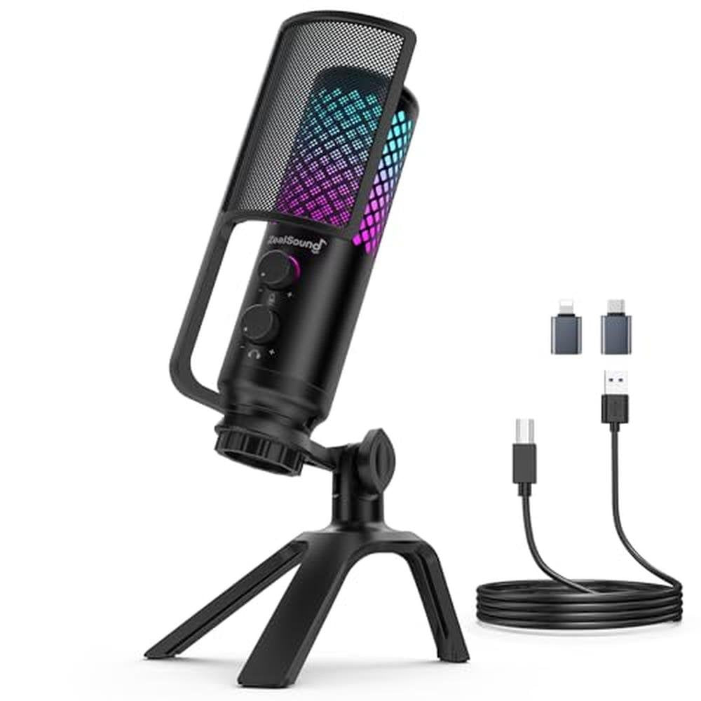 ZealSound Podcast Microphone: ZealSound USB Condenser Mic – Front View