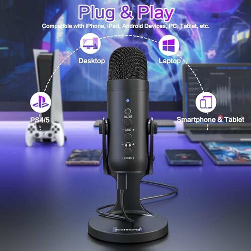 ZealSound Podcast Microphone for PC – Side View