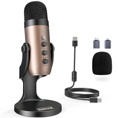 Mic Control: ZealSound USB Microphone Condenser Computer PC – Front View
