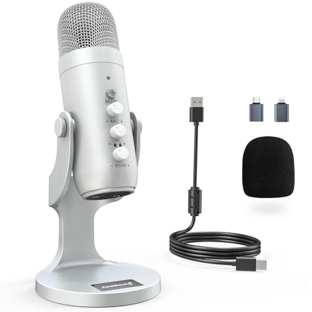 Mic Control: ZealSound USB Microphone Condenser Computer PC – Front View
