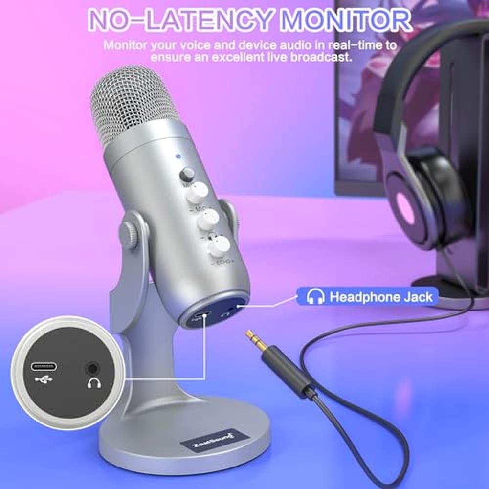 Mic Control: ZealSound USB Microphone Condenser Computer PC – Close-up Detail