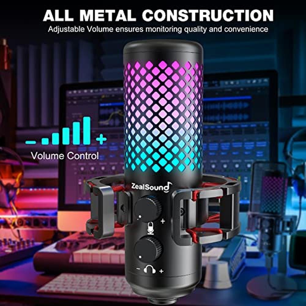 Microphone ZealSound: ZealSound USB Microphone RGB Gaming – Close-up Detail