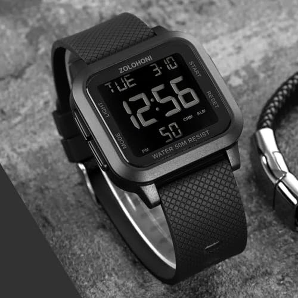 Zolohoni Square Men's Digital Watch – Side View