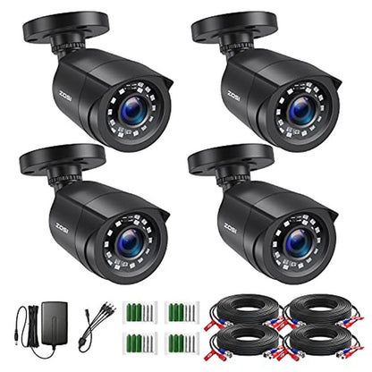 1080p TVI: Zosi 4-Pack HD TVI Security Cameras 80ft Night – Front View