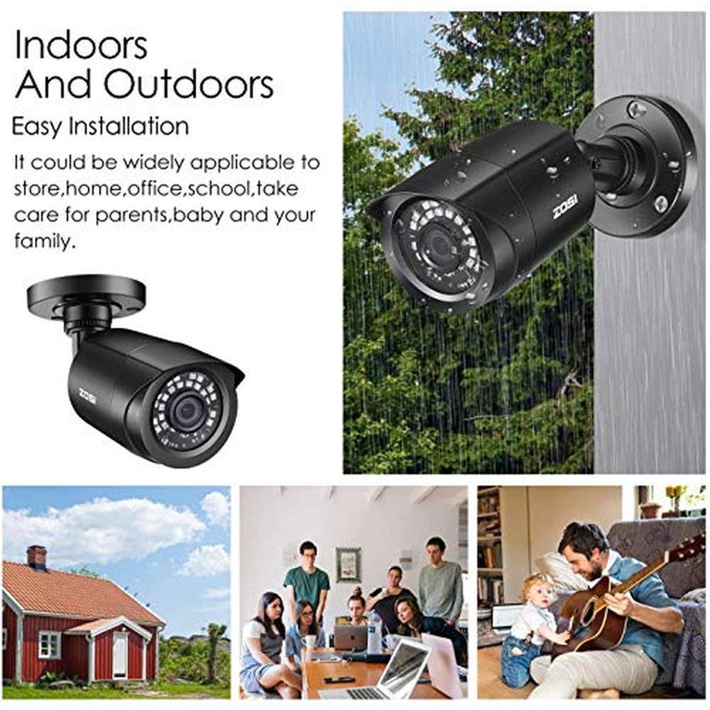 1080p TVI: Zosi 4-Pack HD TVI Security Cameras 80ft Night – Close-up Detail