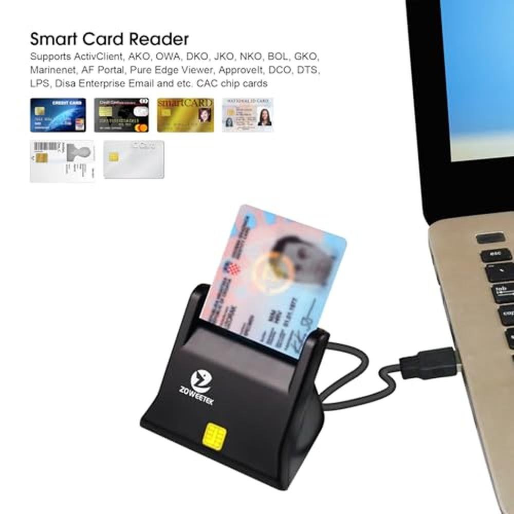 CAC Reader: ZOWEETEK CAC Card Reader Military DOD USB – Side View